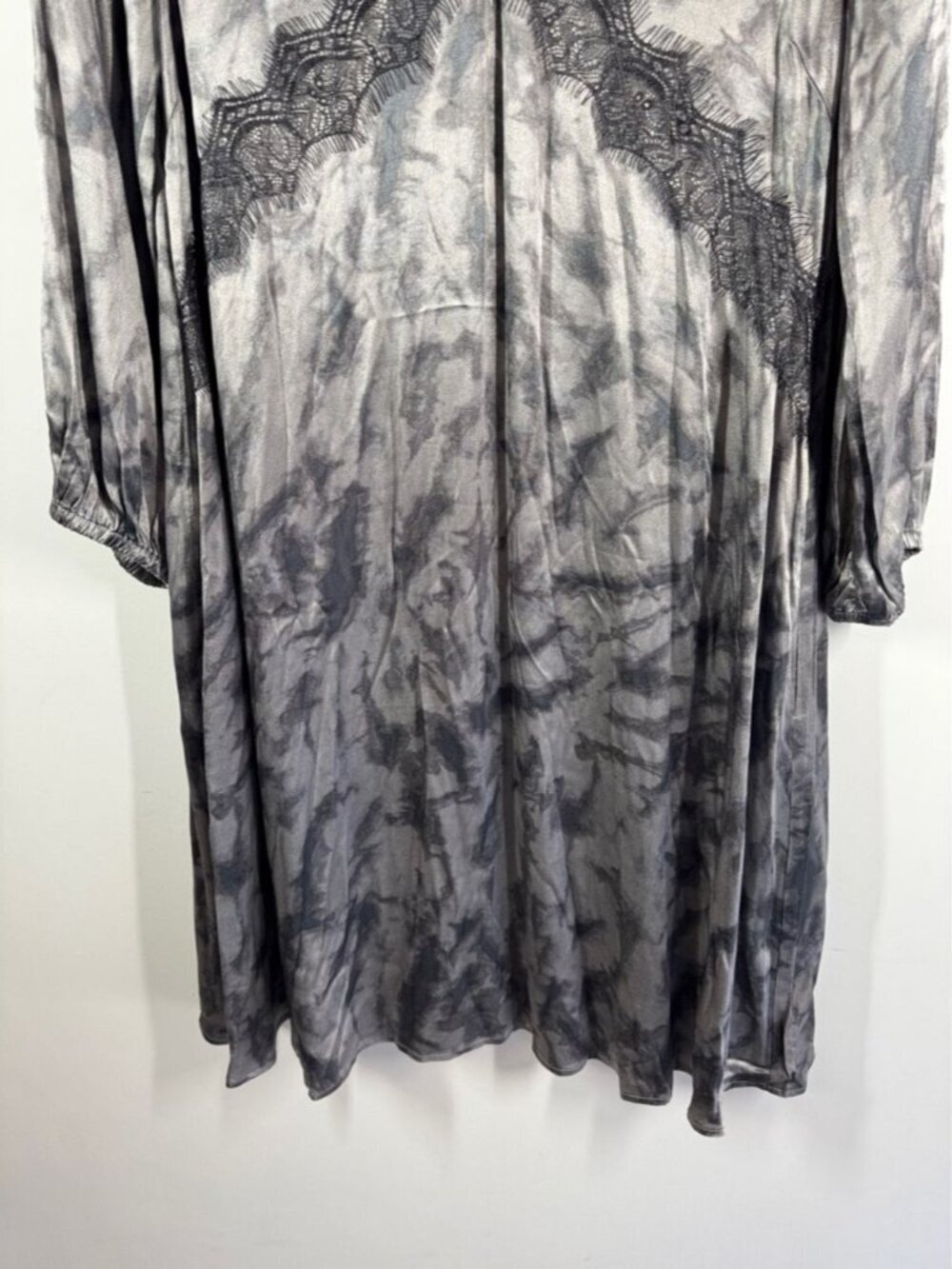 Culture Tie Dye Lace Dress Grey Black Medium Boho Chic Flowy Romantic Elegant - Picture 4 of 13